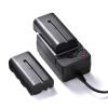 Tycka แบตเตอรี่แพ็ค 2 ชิ้น ความจุ 2200mAh NP-F550/F570/F530 แบตเตอรี่ Li-ion พร้อมเครื่องชาร์จ 5V/1A และ USB cable