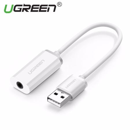 UGREEN 2-in1 USB ภายนอกเสียงอะแดปเตอร์ 3.5 มิลลิเมตรสเตอริโอสำหรับ  หูฟัง