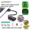 UGREEN - 30724 หัวแปลงสัญญาณ USB เป็น ออดิโอ และ ไมโครโฟน Audio Adapter External Stereo Sound Card With 3.5mm Headphone And Microphone Jack For Windows, Mac, Linux, PC, Laptops, Desktops, PS4 , คอมพิวเตอร์ , โน๊ตบุ๊ค