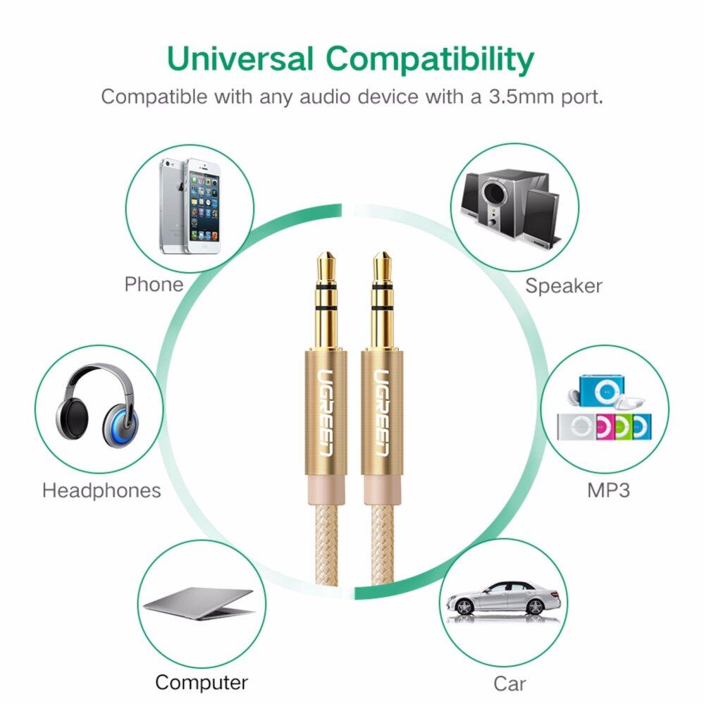 รีวิว เครื่องเสียงและโฮมเธียร์เตอร์ UGREEN UGREEN Audio Cable 2Meter 3.5mm to 3.5 mm Jack Aux Cord Gold-Plated Metal Connector Audio Cable - 2m,Gold ของแท้ ส่งฟรี รีวิว เครื่องเสียงและโฮมเธียร์เตอร์ UGREEN UGREEN Audio Cable 2Meter 3.5mm to 3.5 mm Jack Aux Cord Gold-Plated Metal Connector Audio Cable - 2m,Gold ของแท้ ส่งฟรี