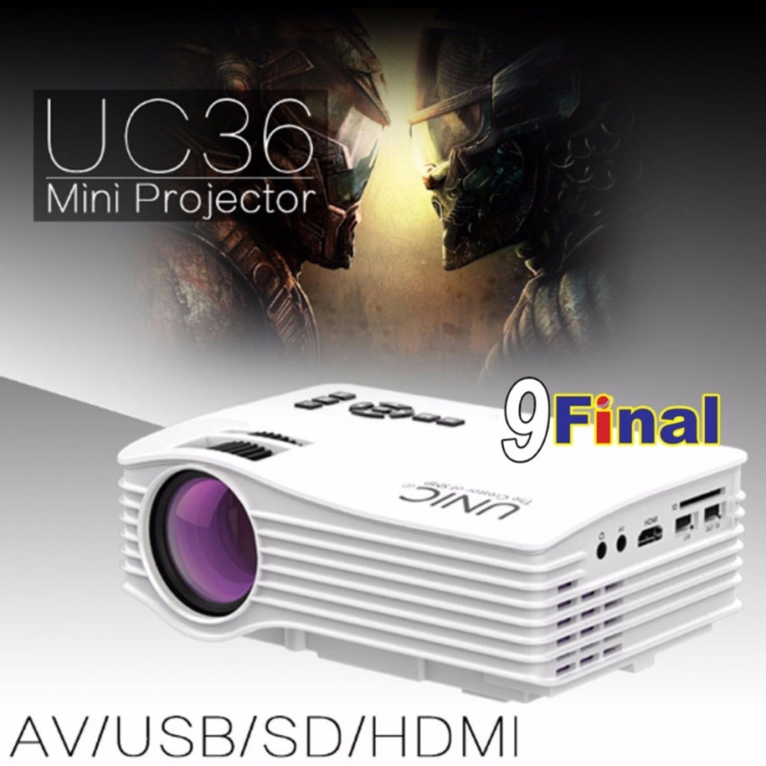 Unic UC36 (White) By 9FINAL Mini Portable LED Projector โปรเจคเตอร์ Full Color 1080P Home Cinema HDMI /AV/USB 