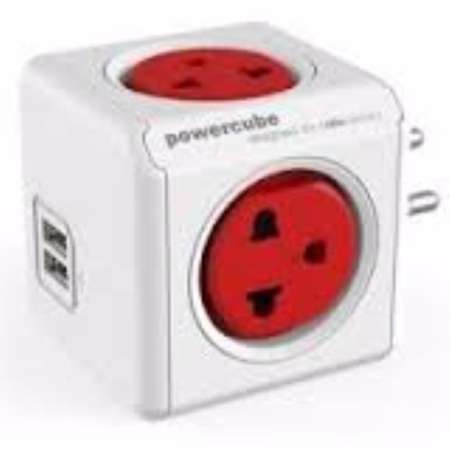 ปลั๊กไฟ Universal ปลั๊กลูกเต๋าป้องกันไฟกระชาก มีช่องUSBชาร์ต CUBE Allocacoc 4600RD/THOUPC RED                                                          