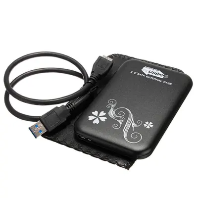 USB 3.0 2.5-Inch SATA HDD Hard Drive Disk Flower Case Box Enclosure External Black