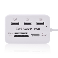  USB Hub Combo 2.0 3 Ports Card Reader High Speed Multi USB Splitter Hub USB Combo All In One for PC Computer (White)