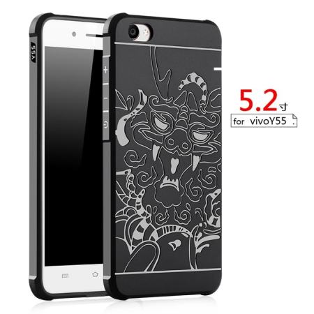 Phone Case For Vivo Y55 /Y55s,Drop Resistance Armor Anti Hit Silicone Case Luxury 3D Soft Silicone Cases Carved Dragon Anti-knock Protective Shell For Vivo Y55 /Y55s