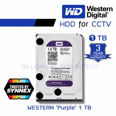 WD Purple 1TB 3.5" Harddisk for CCTV - WD10PURZ ( สีม่วง ) (by SYNNEX)