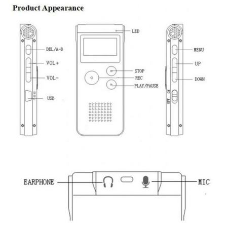 Wellcore เครื่องอัดเสียงVoice Recorder SK-012 8GB รุ่น SK-012 (สีเทา)