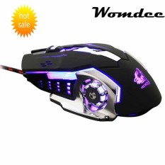 Womdeeslient สายไฟ Led 4000 จุดต่อนิ้วออปติคัลยูเอสบี Pro Gamer โลหะเมาส์สำหรับเล่นเกม (สีดำ Slient Version)
