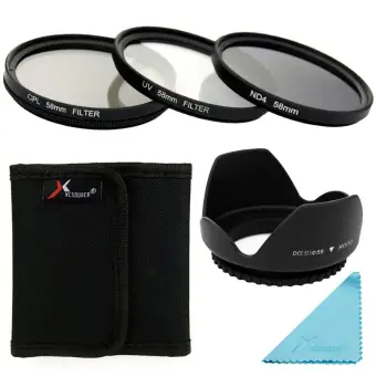 Xcsource ชุดเลนส์ UV CPL ND4 Filter Set + Lens Hood 58mm สำหรับ Canon 70D 60D 700D 650D 600D pantip