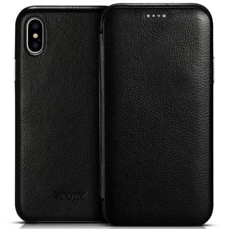 XOOMZ สำหรับ iPhone X รูปแบบลิ้นจี่หรูหราหนังแม่เหล็กพลิกผู้ถือบัตรโทรศัพท์กรณีสำหรับ iPhone X - นานาชาติ