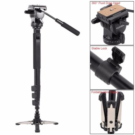  YUNTENG Original ขาตั้งโมโนพอด ขาตั้งกล้อง รุ่น VCT-588 Photo Video Aluminum Monopod (สีดำ)  แถมขาตั้งโทรศัพท์ 1 PCS