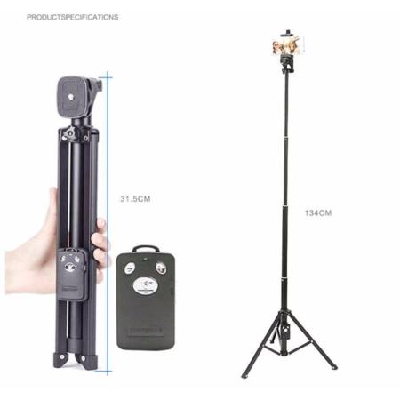 YUNTENG VCT-1688 2in1 Protable Mini Cellphone Selfile Stick Tabletop Tripod ชุดขาตั้งกล่องเซลฟี่ 3ขา พร้อมรีโมทบลูทูธในตัว หัวต่อมือถือ