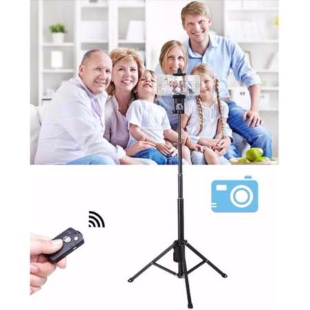 YUNTENG VCT-1688 ชุด ขาตั้งกล่องเซลฟี่ 3ขา พร้อมรีโมทบลูทูธในตัว หัวต่อมือถือ  BLACK