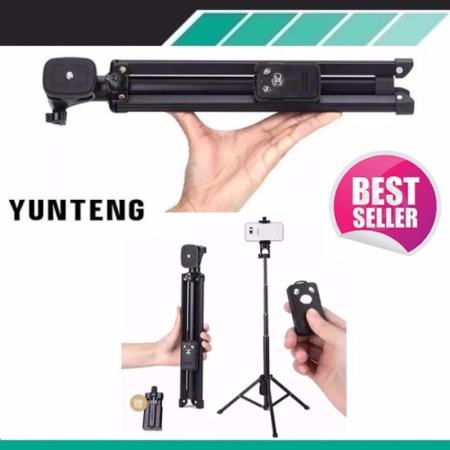  YUNTENG ชุด ขาตั้งกล่องเซลฟี่ พร้อมรีโมทบลูทูธในตัว หัวต่อมือถือ รุ่น Yunteng VCT-1688 (Black)  