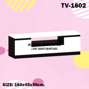 Access Furniture.ชั้นวางทีวี 160 ซม.รุ่นTV-1602 สีโอ๊คดำ/ขาว