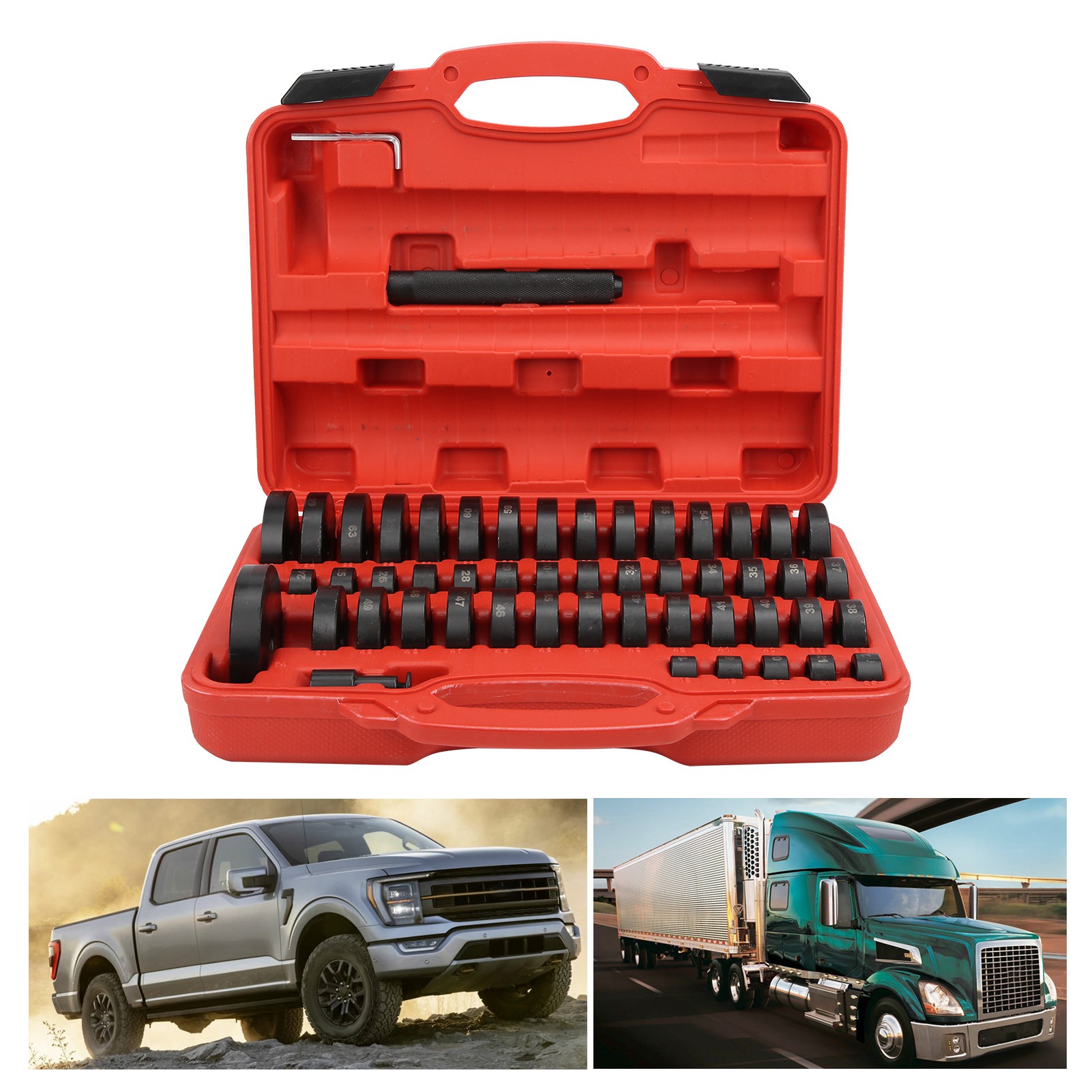 56Pcs Bushing Removal Puller Set ตลับลูกปืนล้อแบบเปลี่ยนได้ติดตั้ง