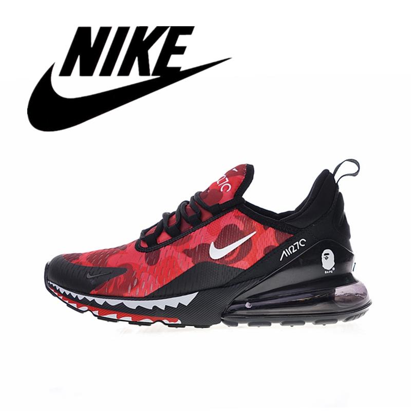 _Nike _Air Max 270 Bathing APE x Men Wearable Running Shoes Outdoor Lightweight Sneakers Breathable Red Camouflage 40-45#AH6799-016
