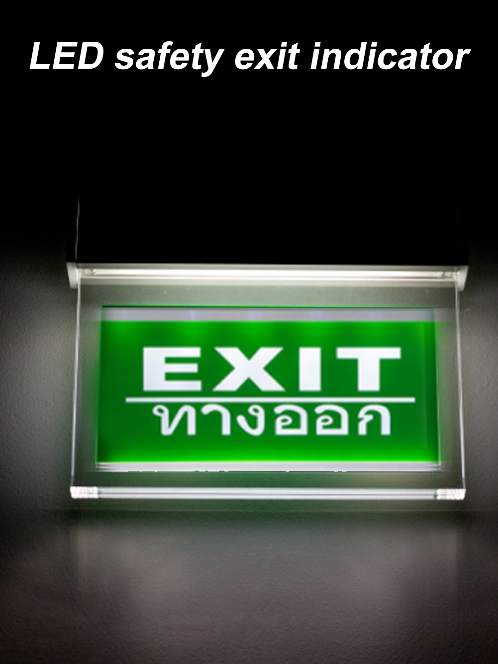 Acrylic LED Emergency Exit Lighting Sign Safety Evacuation Indicator Light
