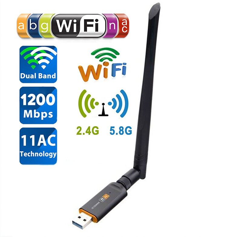 Usb รับสัญญาณ Wifi 1200 Mbps Dual Band 2.4ghz+5.8ghz สินค้าใหม่ (มีแผ่นcdไดเวอร์). 