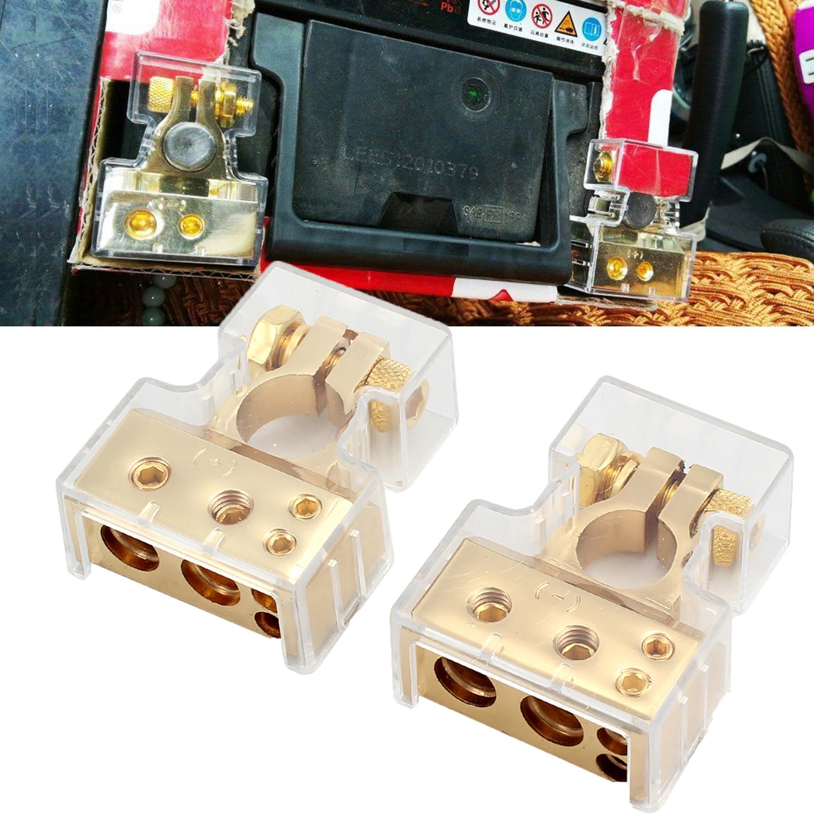 โปรโมชั่น 2x Car Duty Plated Battery Terminal Platinum Gold 4/8
