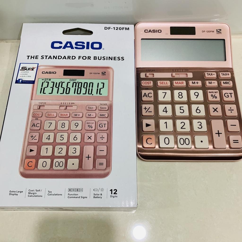 Casio เครื่องคิดเลข  รุ่นDF-120FMเงิน/DF-120FM-PKชมพู112 หลัก และปุ่มภาษีของใหม่ ของแท้ 100%ประกันศูนย์เซ็นทรัลCMG 2 ปีจากร้านMIN WATCH