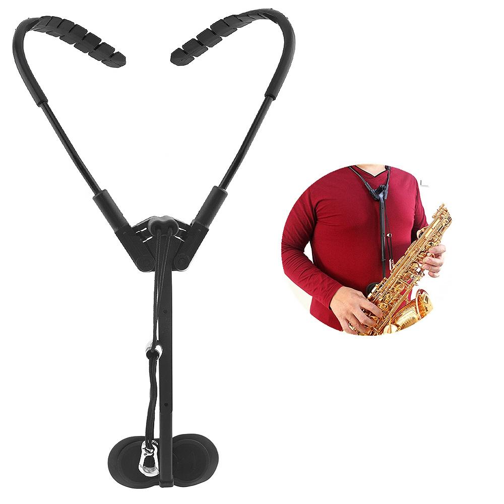 Adjustable Black Double Shoulder Saxophone Neck Strap Sax Stage Play