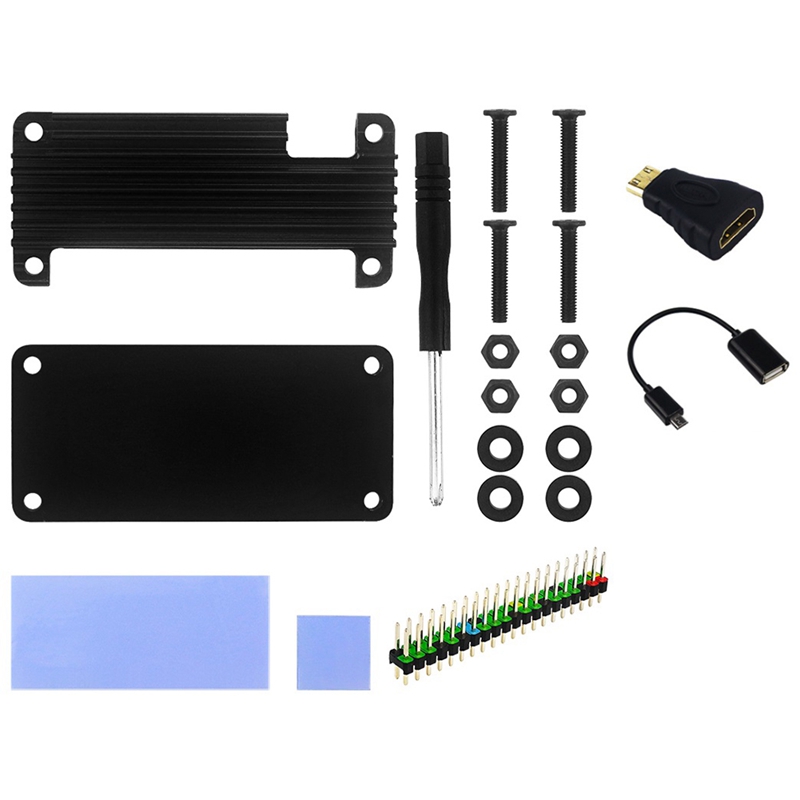 For Raspberry Pi Zero 2 W Aluminum Case + Pin Header Screwdriver
