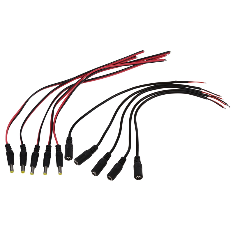 5pcs Male and 5pcs Female DC Pigtail for CCTV Camera Power