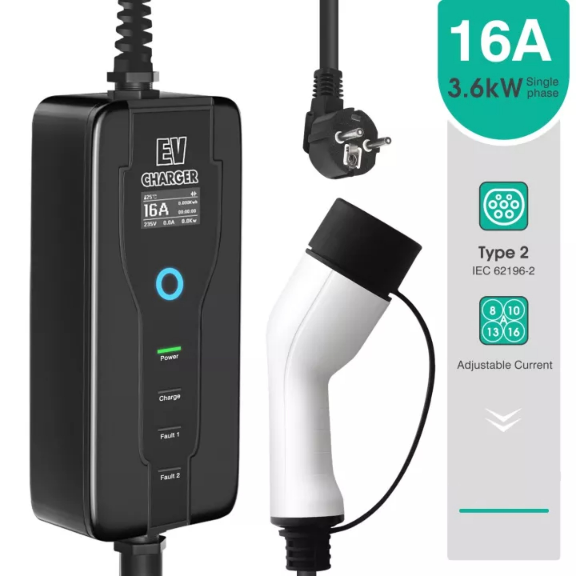 รถยนต์ไฟฟ้าEV เครื่องชาร์จรถยนต์ไฟฟ้า แบบพกพา อุปกรณ์ชาร์ตไฟฟ้า แท่น