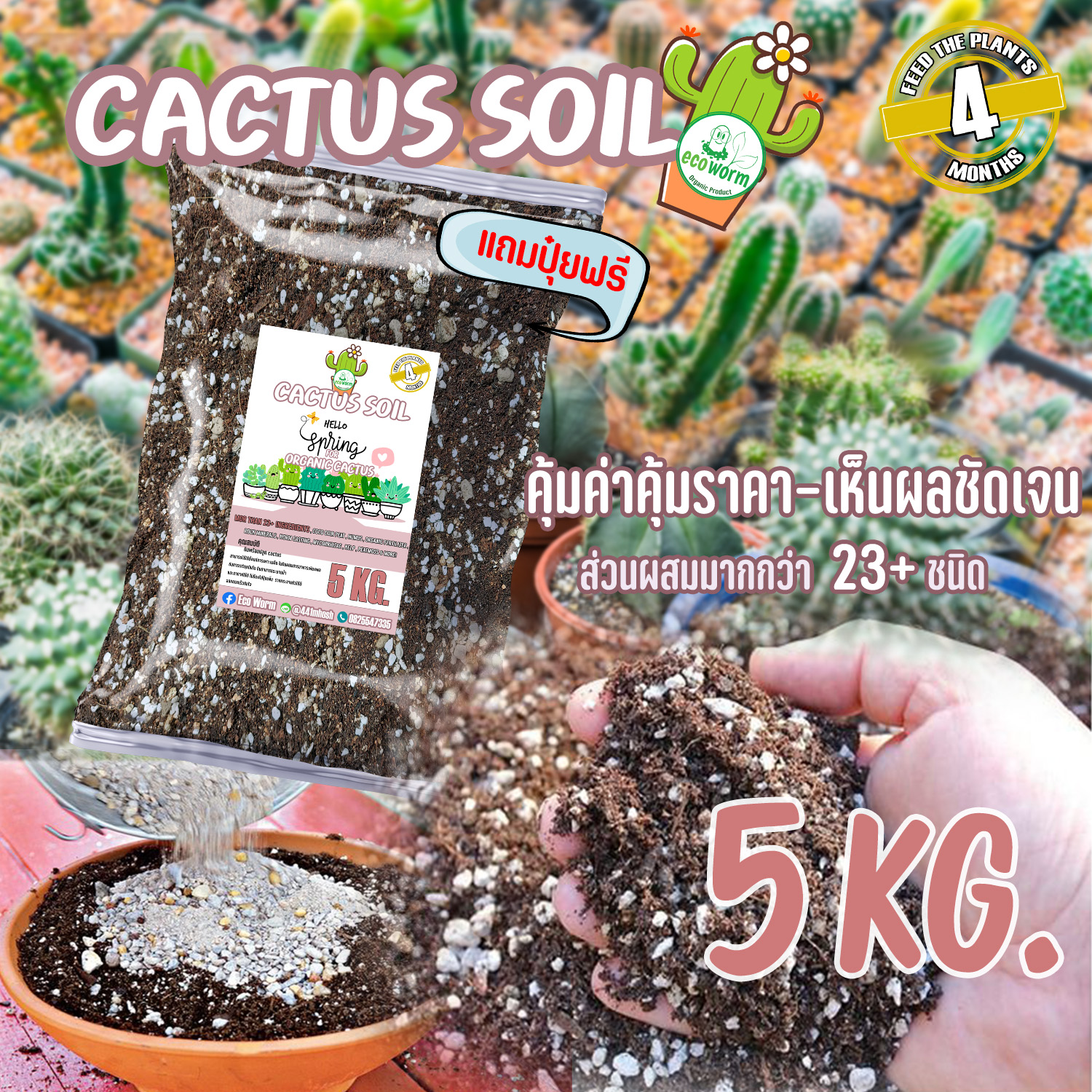 CACTUS SOIL (1Kg) (5Kg) ดินปลูกแคคตัส Porous กระบองเพชร ไม้อวบน้ำ
