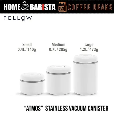 Promotion!!กล่องเก็บเมล็ดกาแฟ FELLOW Atmos Stainless Coffee Canister -ฺ White (Size Choice)สินค้ามีจำนวนจำกัด