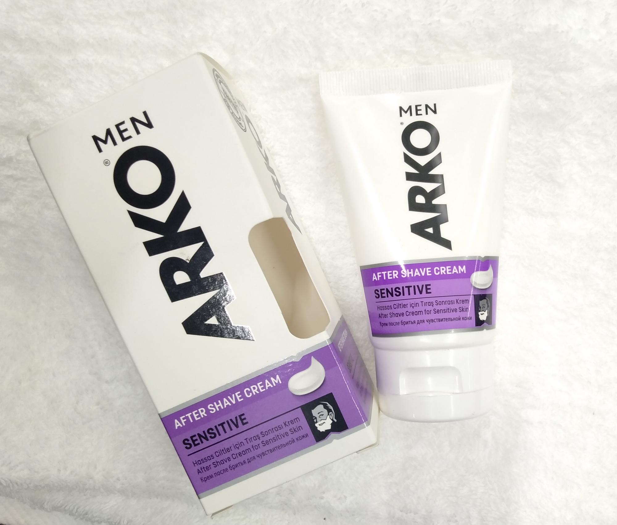 ผลิตภัณฑ์สำหรับโกนหนวดแบบครีม Arko After shave Cream, Sensitive สำหรับโกนหนวด อาฟเตอร์เชฟยอดนิยม นำเข้าจากตุรกี 50 กรัม ช่วยลดรอยแดงบนผิวหน้าที่เกิดจากการโกนหนวด ผิวหน้าที่ดูใส พร้อมกลิ่นหอมสดชื่น บาล์มบำรุงผิวหน้าผู้ชาย ลดอาการระคายเคือง