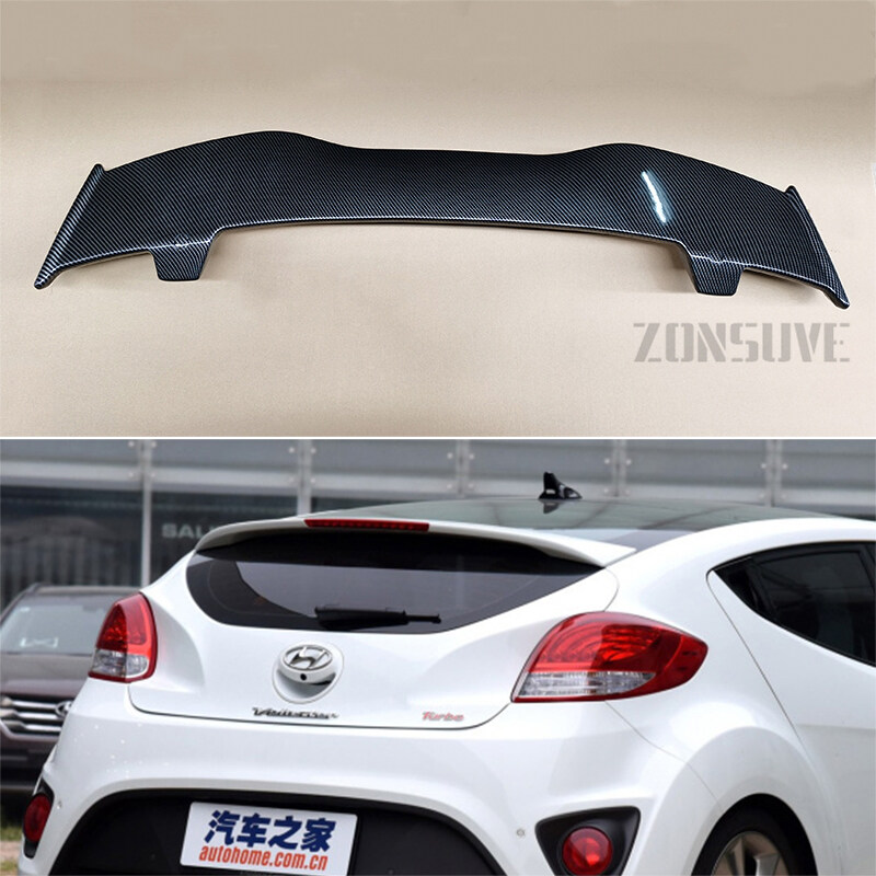 Use For Hyundai Veloster 2012-2016 Spoiler ABS Plastic Carbon Fiber ...