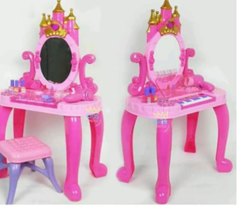 Kids Castle โต๊ะเครื่องแป้งกระจกเจ้าหญิงดีสนีย์พร้อมเก้าอี้สีชมพู
