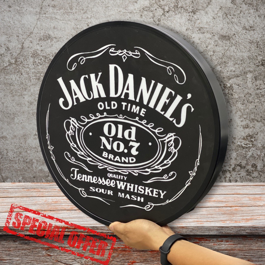 Jack Daniel's ป้ายไฟLED ป้ายไฟร้าน ป้ายเหล้า ป้ายด้านเดียวพร้อมโลโก้แจ๊คแดเนียล ขนาดเส้นผ่าศูนย์กลาง 30 ซมJack Daniel's lightbox one side diameter 30 cm พร้อมจัดส่