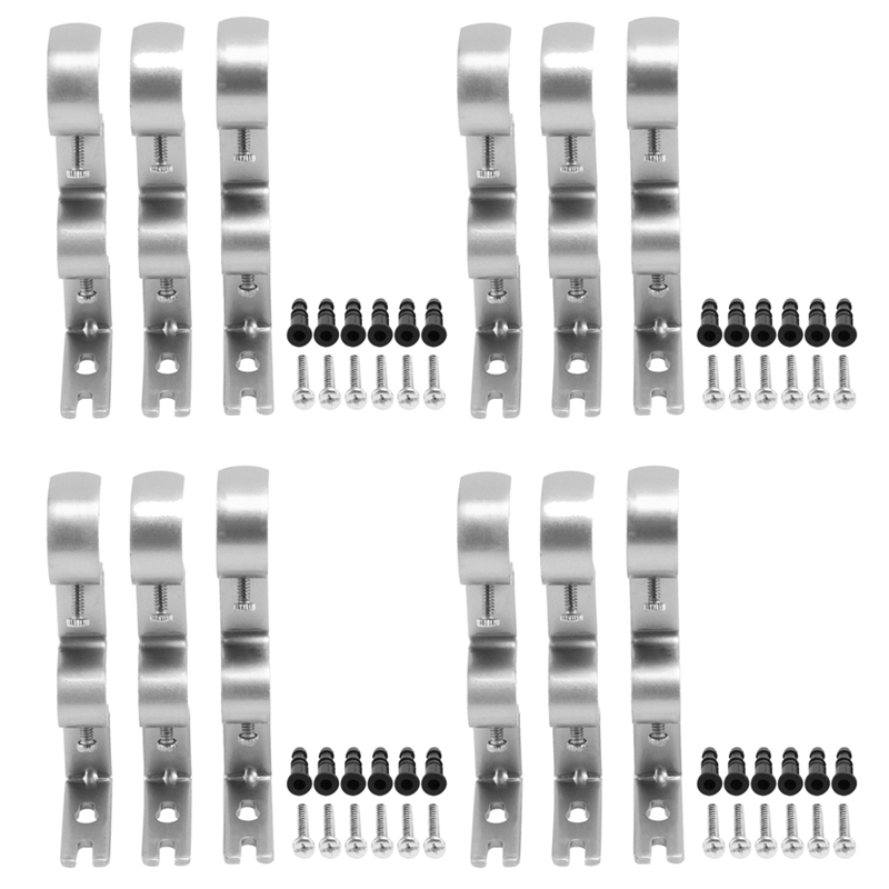 12Pcs Curtain Rod Brackets Heavy Duty Double Rod Holders Durable Metal