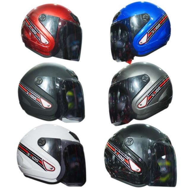 หมวกกันน็อค V-TECH V-100 ฟรีไซส์ L หมวกกันน็อค หมวกกันน็อคเด็ก หมวกกันน็อคผู้ใหญ่ หมวกกันน็อค 3 กระดุม หมวกกันน็อคเต็มใบ  หมวกกันน็อคครึ่งใบ ของแท้