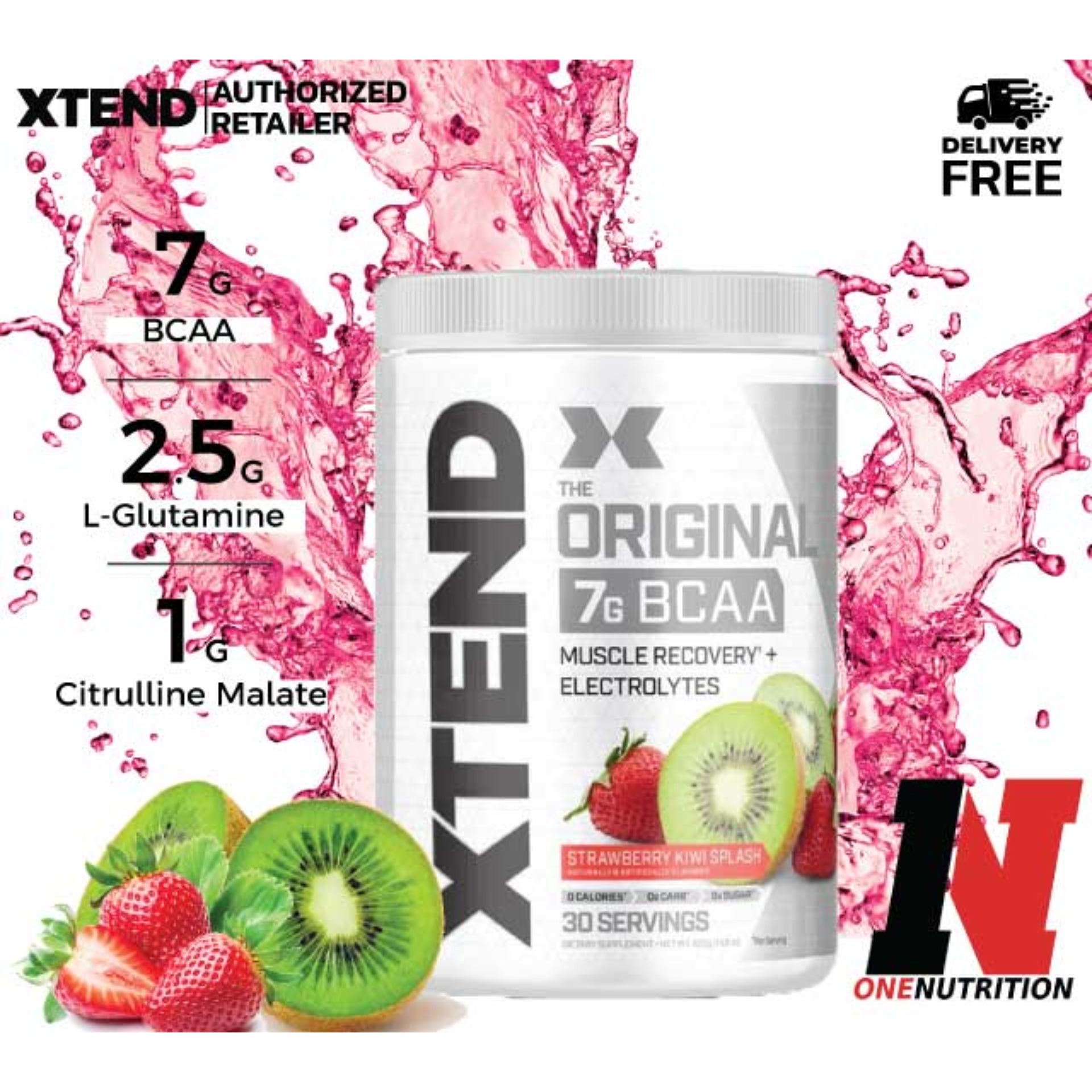 Xtend BCAA 30servings - Strawberry Kiwi Splash อมิโน BCAA สร้างกล้ามเนื้อ ป้องกันกล้ามเนื้อสลายตัว
