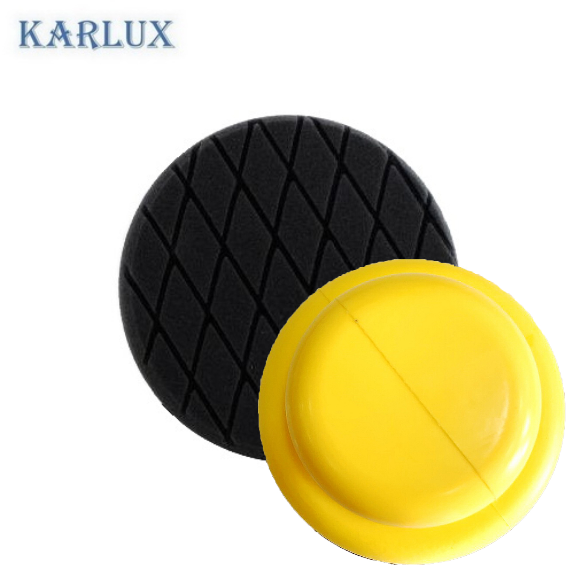 Karlux แป้นมือจับ ฟองน้ำขัดสีรถ 6นิ้ว สีดำ Black Diamond Cross Cutting/Buffing Foam 6inch (สำหรับแป้นจับ 5นิ้ว เพื่อเว้นขอบ)