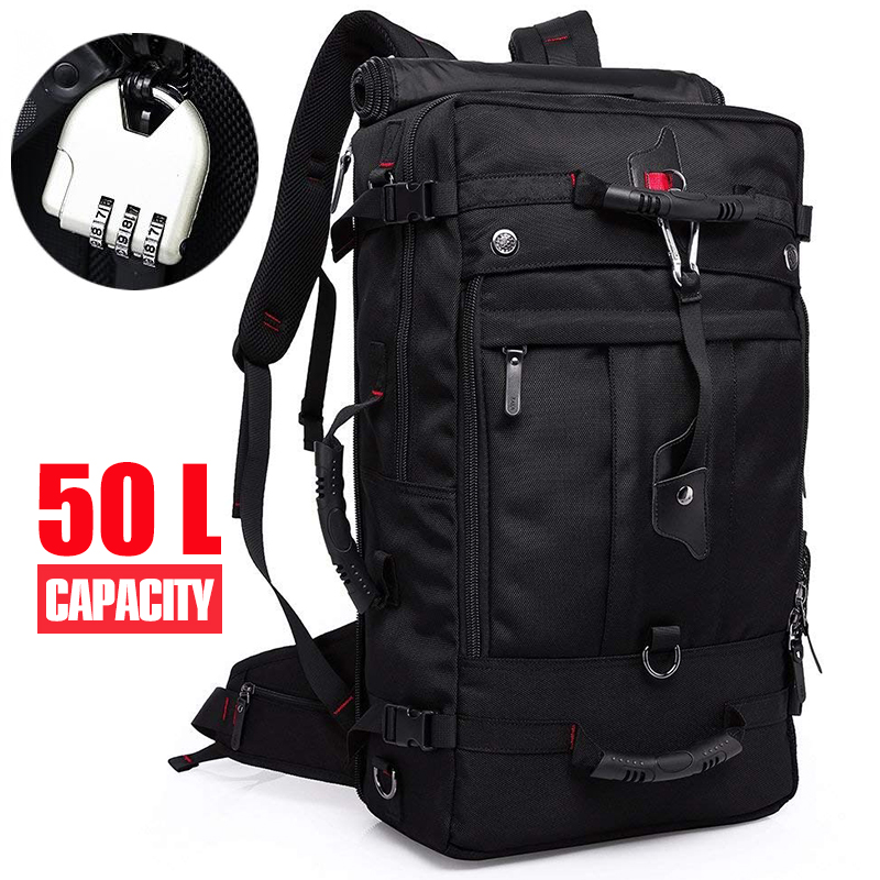 KAKA กระเป๋าเป้สัมภาระ กระเป๋าเป้เดินทาง กระเป๋าสัมภาระ กระเป๋าสะพายหลัง กระเป๋าสะพายไหล่และถือ 3-Style Large Capacity Travel Backpack Luggage Bag รุ่น 2070 (50L.)