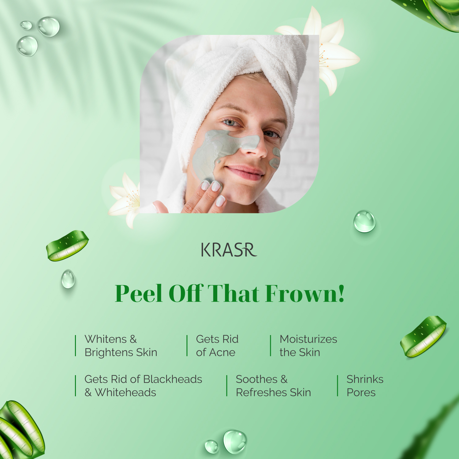 KRASR มาส์กว่านหางจระเข้ สิวเสี้ยน ที่ลอกสิวเสียน มาร์กหน้า หน้ากากจมูกสิวหัวดำที่ออกฤทธิ์เร็ว นุ่มและขจัดสิวหัวดำไขมันและสิ่งสกปรกที่สะสมอยู่ในรูขุมขนเป็นเวลานานทำความสะอาดรูขุมขน（มาร์คหน้า มาส์กกำจัดสิวหัวดำ มาส์กหน้าลอกสิวเสี้ยน มาร์คหน้าสิวเสี้ยน Aloe