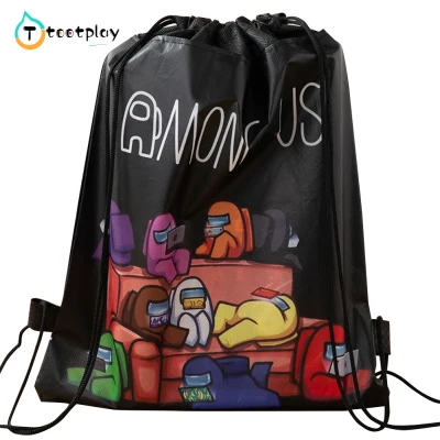 tootplay Drawstring Backpack Non-woven Fabric Among Us Printed Storage for Children