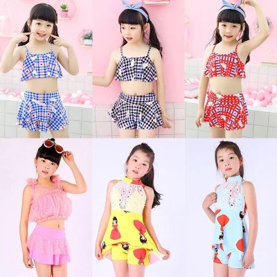 Children 39;s Swimwear Summer New Little Princess Skirt Two-Piece Suit Cute Student Middle and Big Children Korean Style Girl 39;s Swimsuit