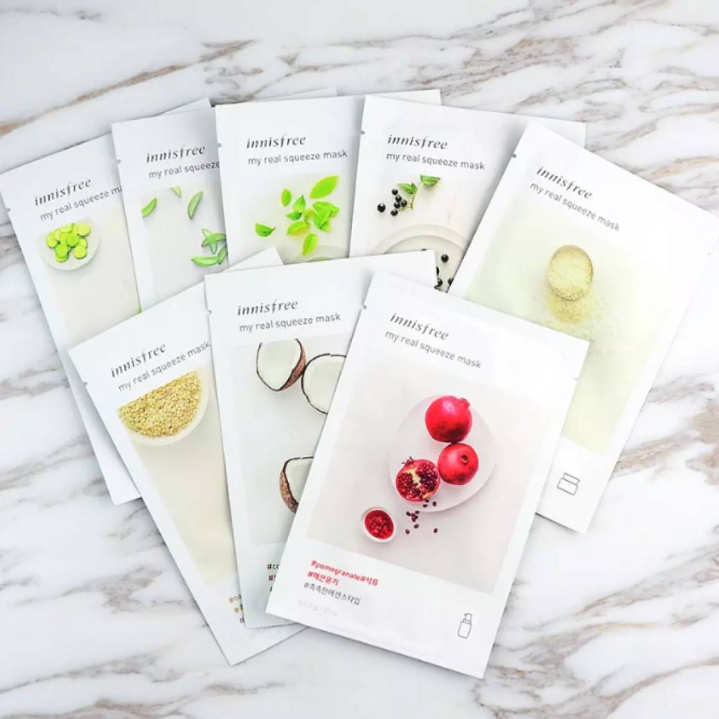 อินนิสฟรี (mirror) มาส์กหน้า 18สูตร Innisfree My Real Squeeze Mask 20ml แผ่นมาส์กหน้า มาร์คหน้า มาร์กหน้า แผ่นมาร์สมาร์ก มาส์กส่วนผสมธรรมชาติ วิตามินซี ส้มเ
