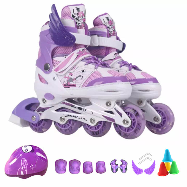 Dmall รองเท้าสเก็ต โรลเลอร์เบลด Roller Blade Skate  1ชุด-Purple