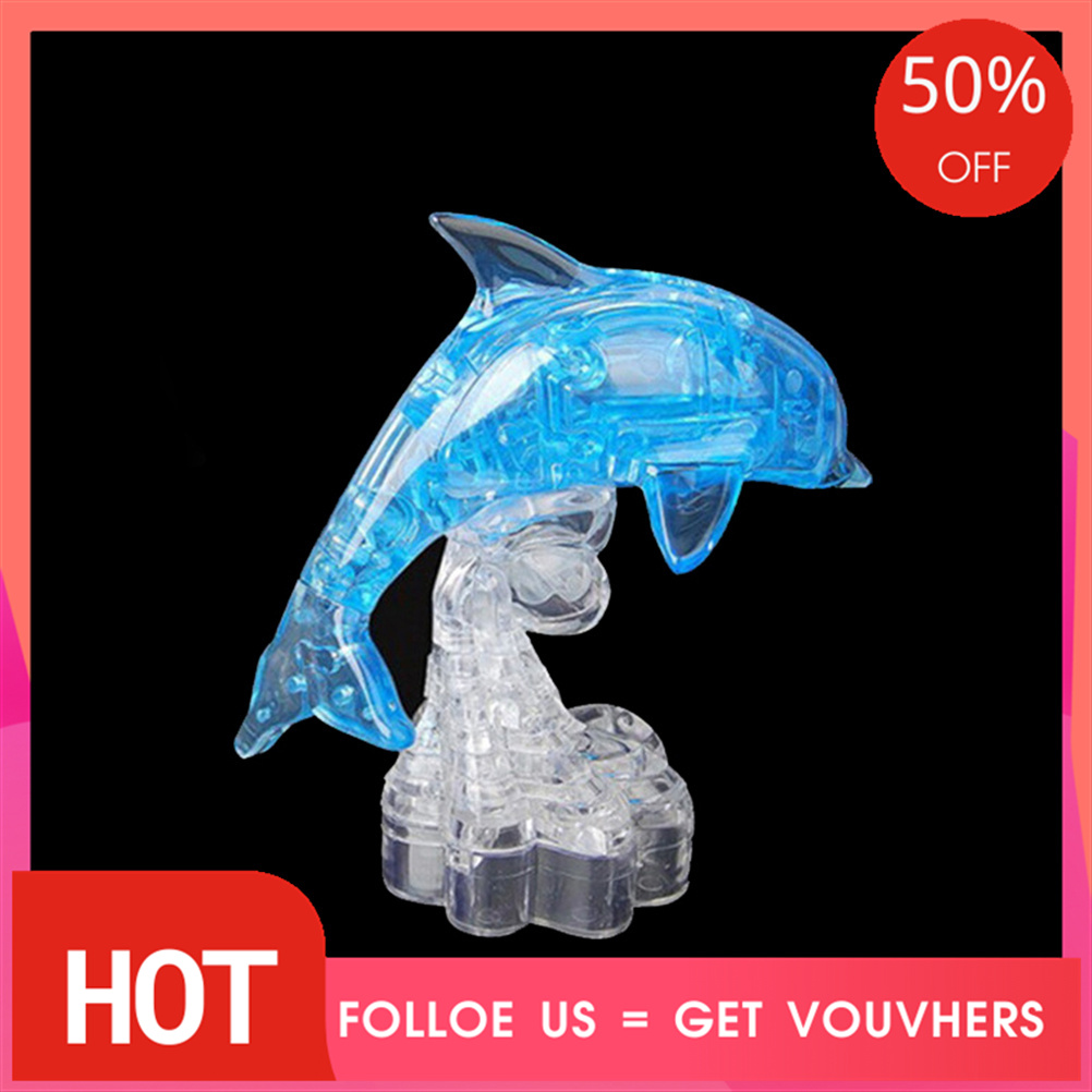 3D Crystal Dolphin Puzzle Heart Building Blocks Toy Learning Education Toy P*US 