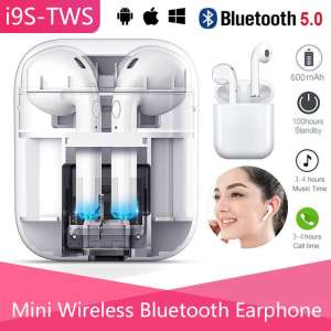 หูฟังบลูทูธมินิหูฟังไร้สายสเตอริโอกีฬาชุดหูฟังบลูทูธสถานี-เปียโนกล่อง Mic. โทรศัพท์สมาร์ท I9s Tws