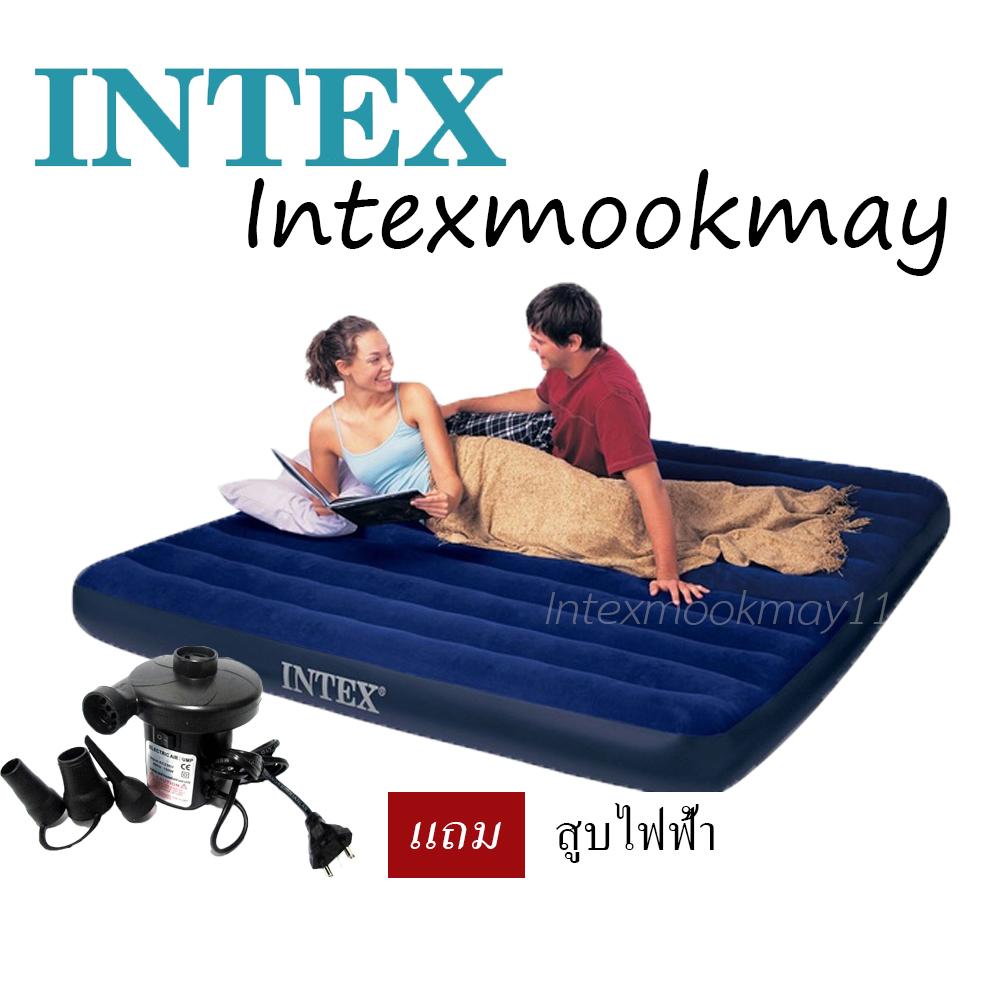 ใหม่!! ## INTEX 64755/ 68755 ที่นอนเป่าลม ปิคนิค 6 ฟุต (คิงไซต์) แถม สูบลมไฟฟ้า