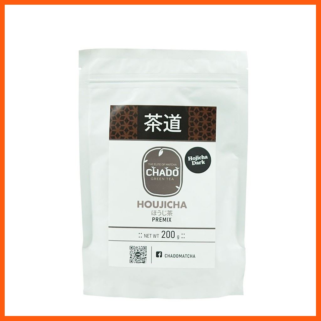 Sale CHADO Hojicha Premix Dark ชาโดะผงชาเขียวคั่วโฮจิฉะจากญี่ปุ่น ขนาด 200 กรัม ชาและสมุนไพร