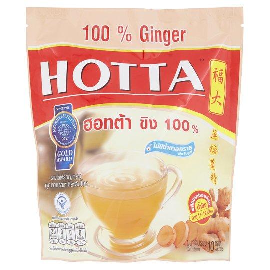 ฮอทต้า ขิง 100% เครื่องดื่มขิงผงสำเร็จรูปไม่มีน้ำตาลทราย 7กรัม x 10 ซอง/Hota 100% Ginger Instant Ginger Tea without sugar, 7 grams x 10 sachets